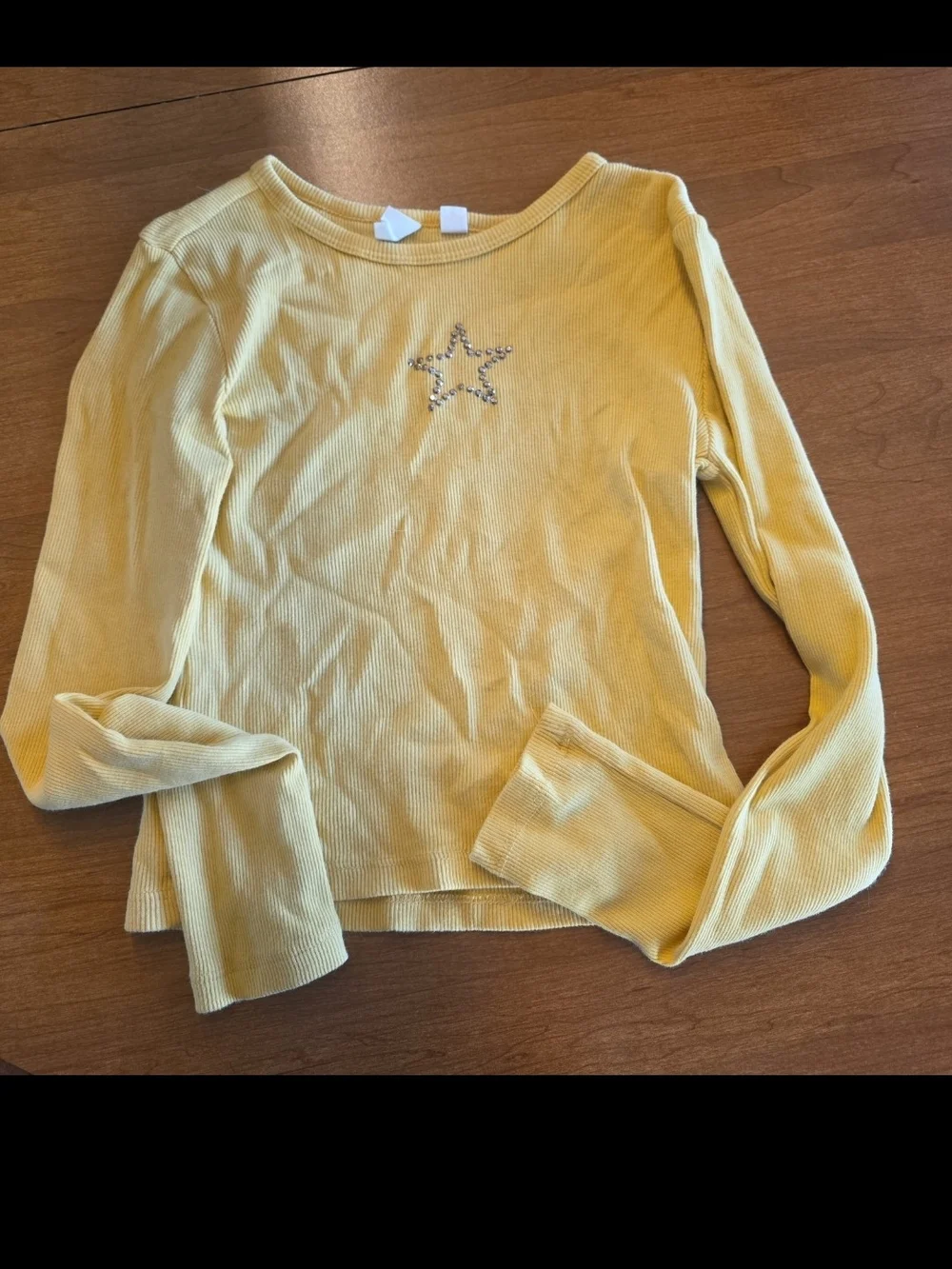 Girls' GAP Yellow Long-Sleeve Ribbed Top with Star Accent